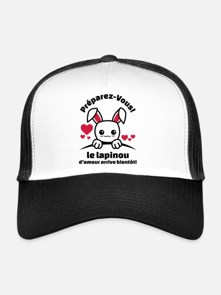 préparez-vous le lapinou d'amour arrive bientôt - Casquette trucker  - blanc/noir - Devant