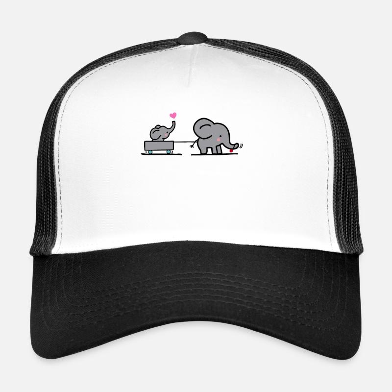 Großer Elefant zieht kleinen Elefanten Trucker Cap