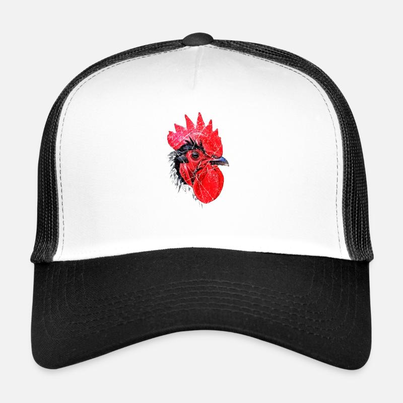 Hast du das Huhn gesehen cooler Hahn - Trucker Cap - Weiß/Schwarz