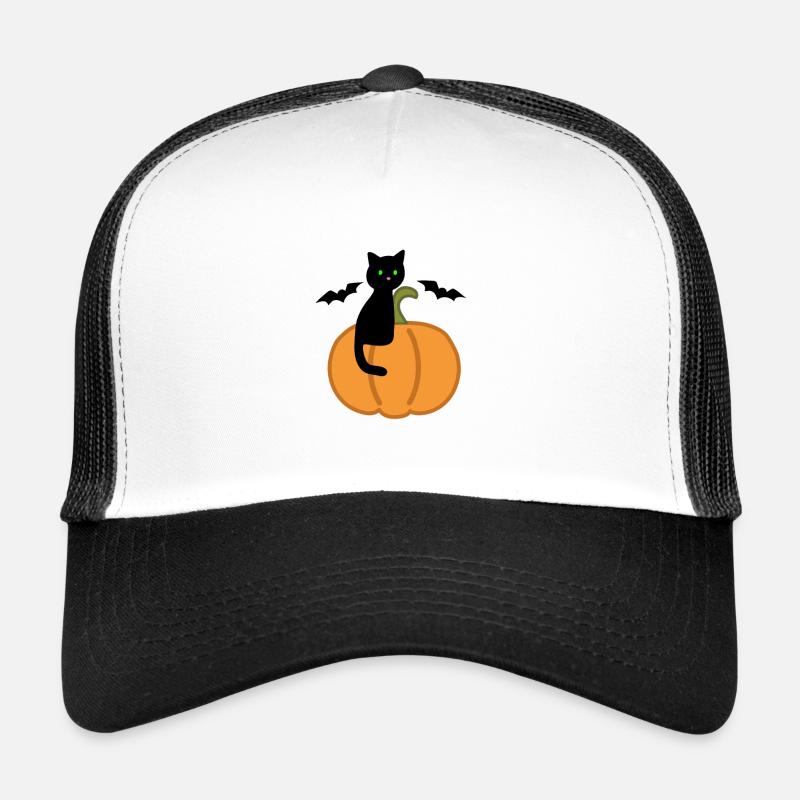 Chat sur citrouille Casquette trucker 