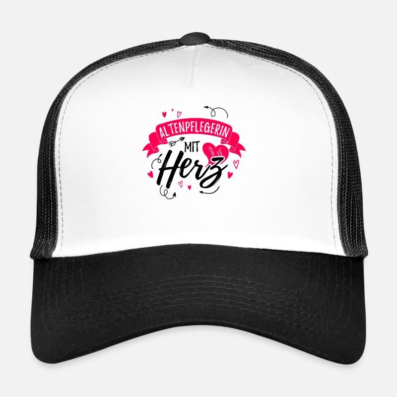 Altenpflegerin mit Herz - Trucker Cap - Weiß/Schwarz