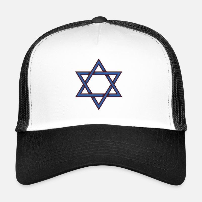 Davidstern - Trucker Cap - Weiß/Schwarz