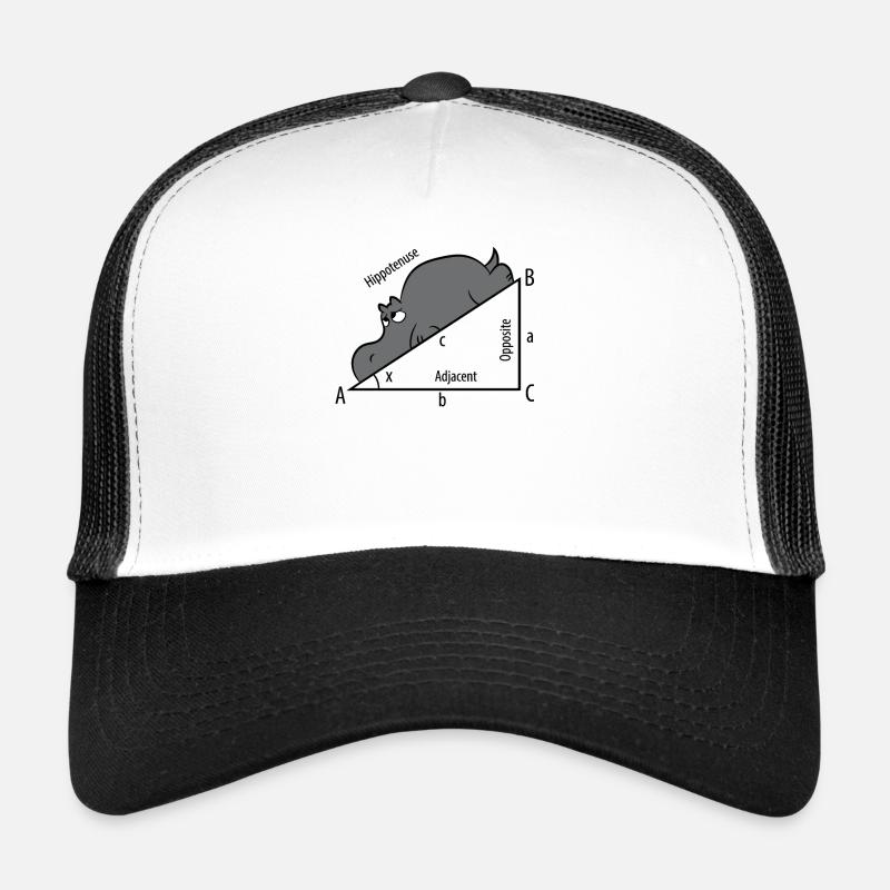Mathe Pythagore Hypothenuse Hippopotame - Casquette trucker  - blanc/noir