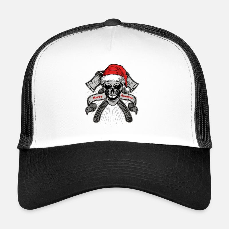 Merry Axemas crâne de Noël muffins de Noël - Casquette trucker - blanc/noir