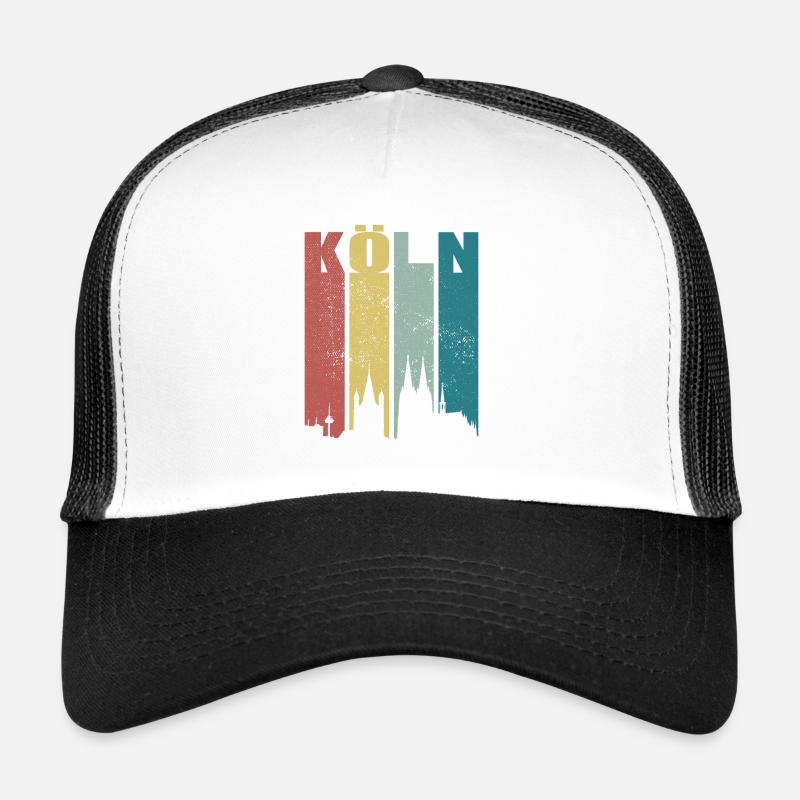Köln Skyline Kölner Dom Vintage Retro Kölsch Köln - Trucker Cap - Weiß/Schwarz