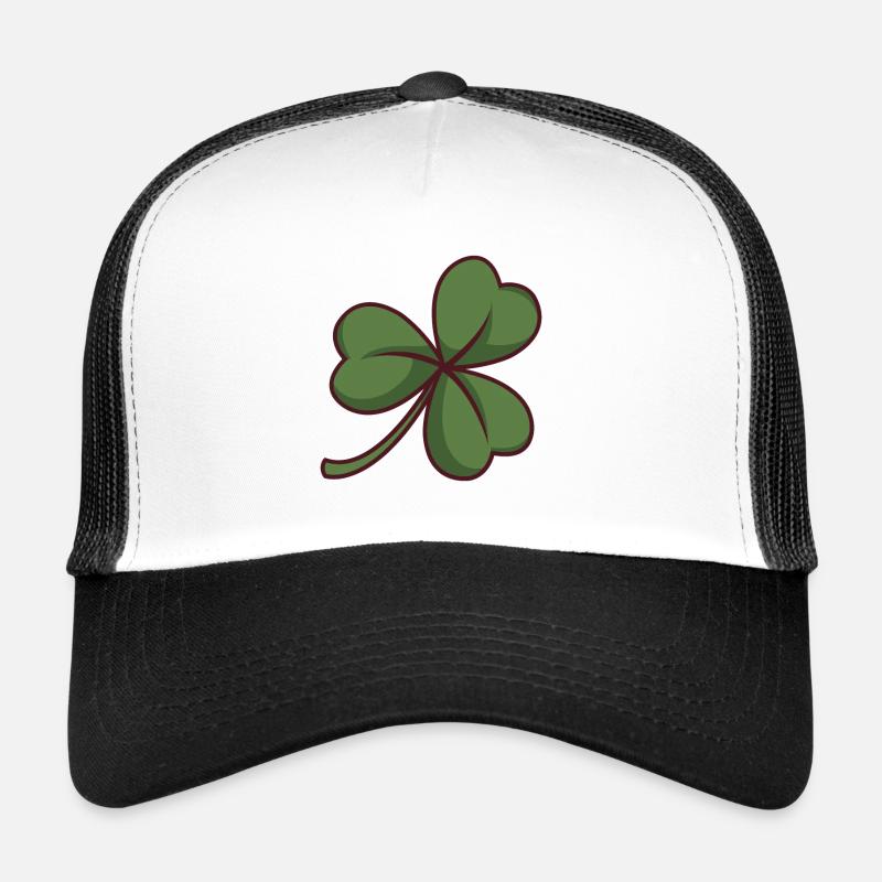 Trèfle vert à trois feuilles - Casquette trucker - blanc/noir