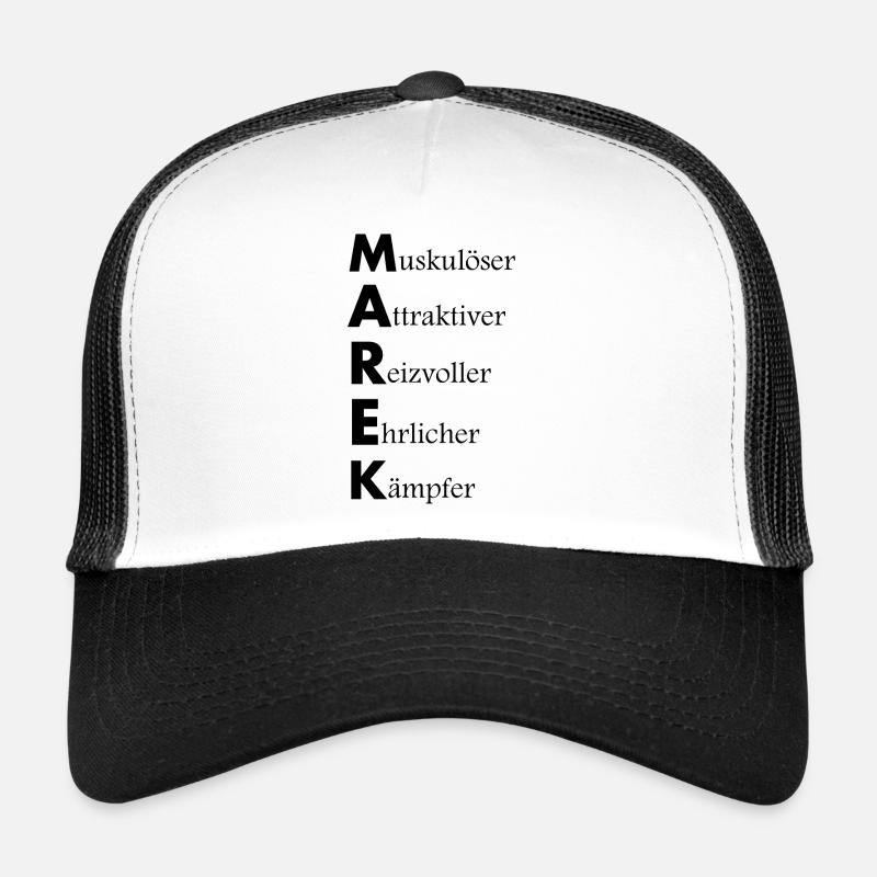 Marek polnischer Vorname - Trucker Cap - Weiß/Schwarz