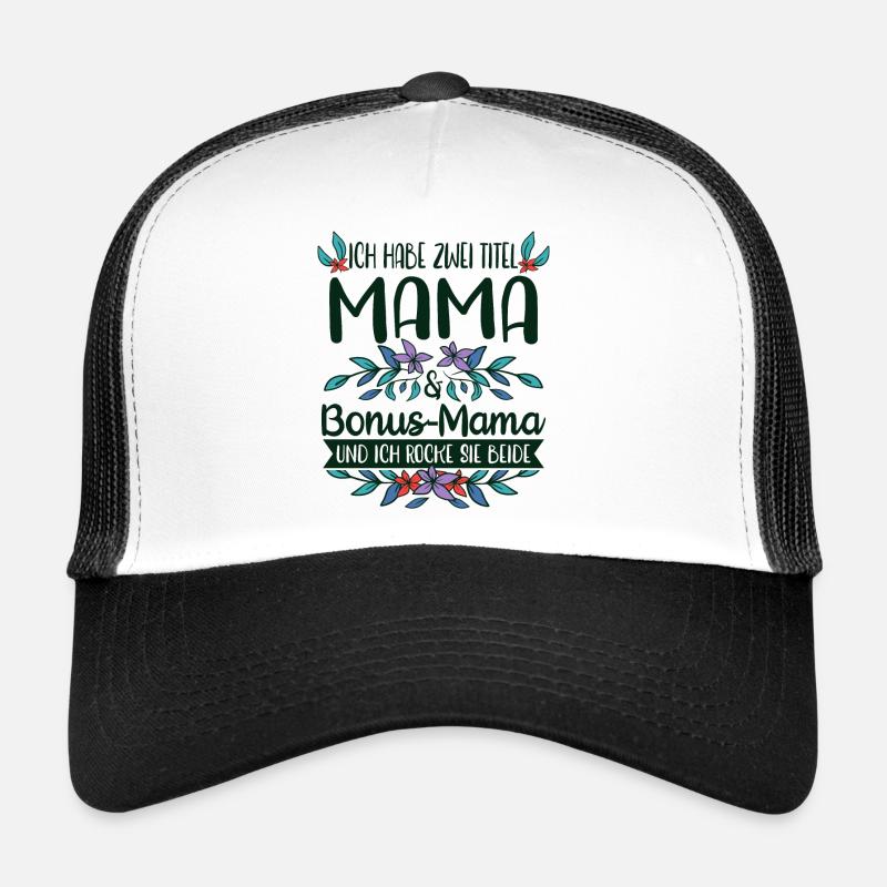 Stiefmutter Bonus-Mama Stiefmama Geschenkidee - Trucker Cap - Weiß/Schwarz