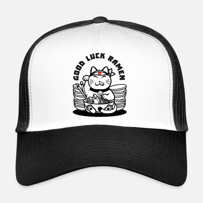 Viel Glück Ramen - maneki neko - Trucker Cap - Weiß/Schwarz