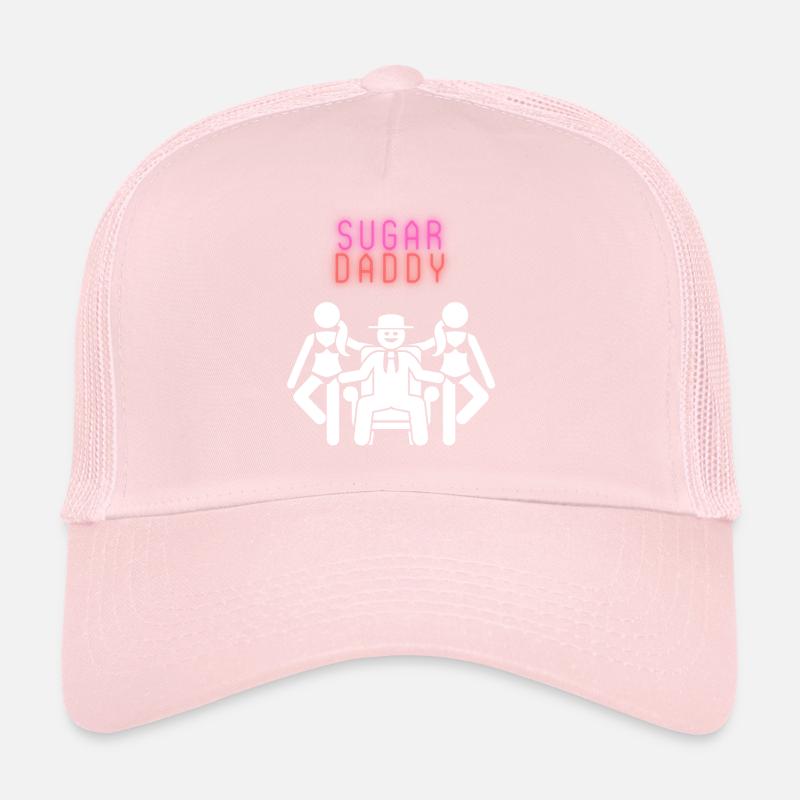 Sugar Daddy Blanc Rose Rouge Casquette trucker 