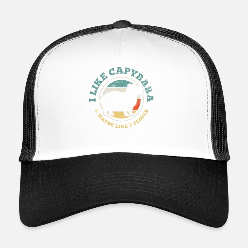 Capybara Introvertiert Retro Vintage - Trucker Cap - Weiß/Schwarz