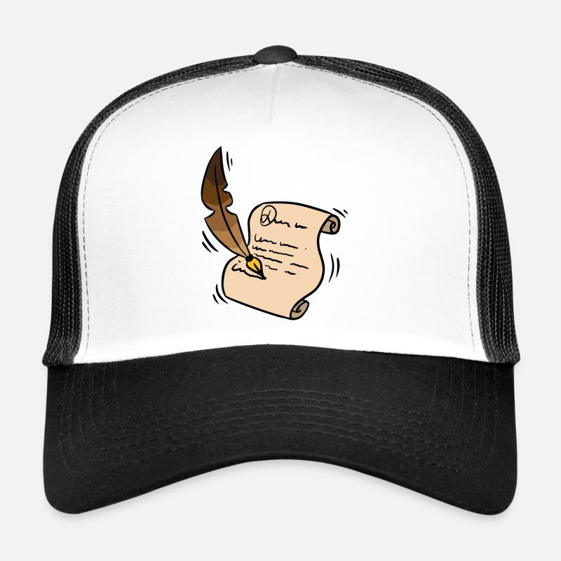 Writer Author Ink Writing Feather Gift Trucker Cap