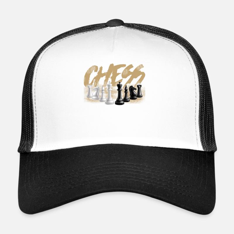 Échecs - Casquette trucker  - blanc/noir
