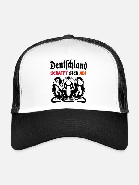 Deutschland schafft sich ab hören sehen sagen - Trucker Cap - Weiß/Schwarz - Vorne