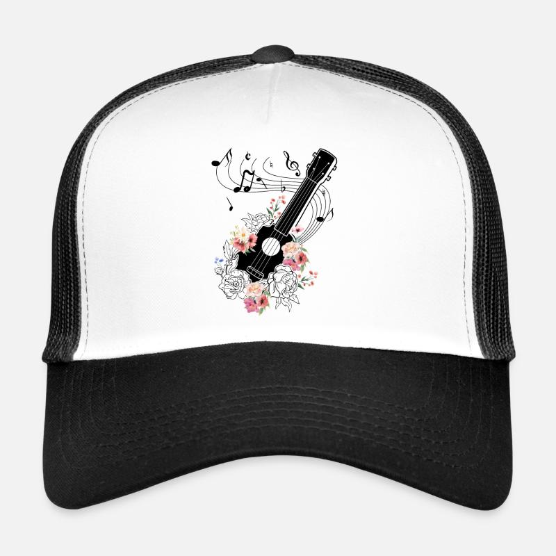 Ukulele with Flowers Gift Trucker Cap