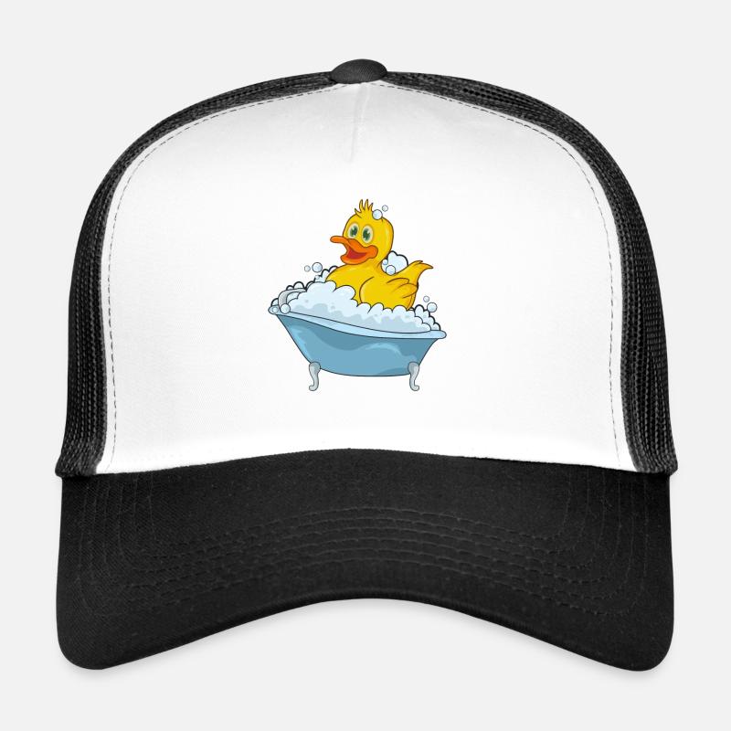 Badeente in einer Badewanne - Trucker Cap - Weiß/Schwarz
