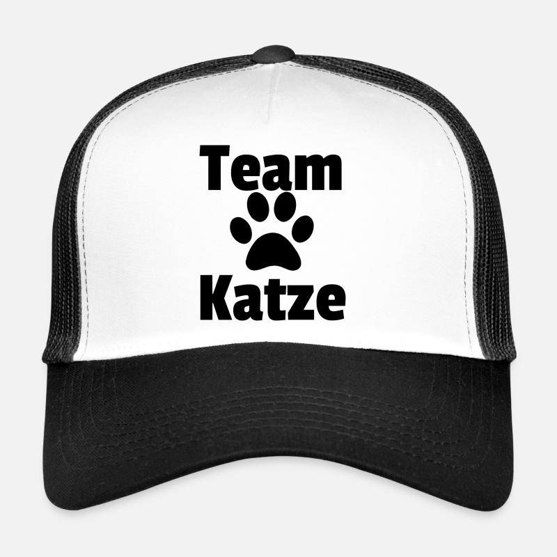 Team Katze schwarz raw - Trucker Cap - Weiß/Schwarz
