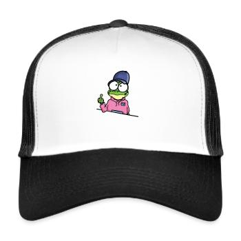 Frosch zeigt Mittelfinger - Trucker Cap - Weiß/Schwarz - Vorne