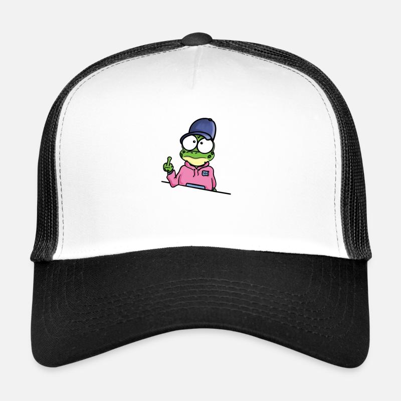 Frog shows middle finger - Trucker Cap - white/black