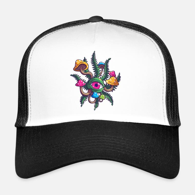 Champignons magiques Trippy Psychédélique Cannabis Weed A Casquette trucker 