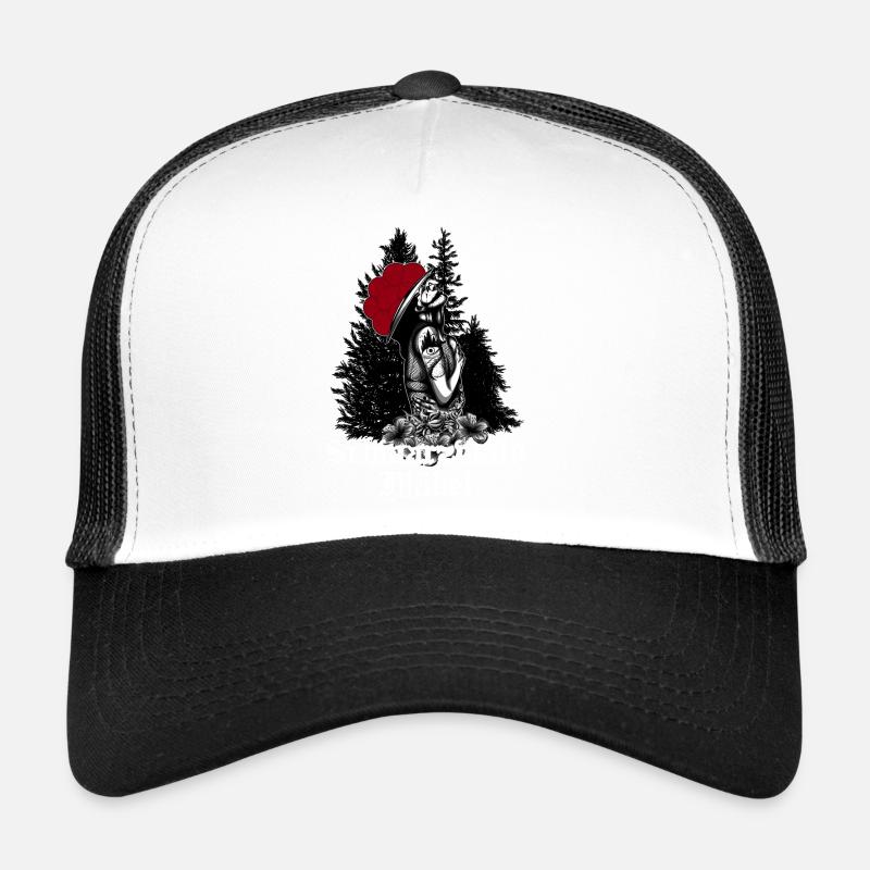 Schwarzwaldmädel Bollenhut Schwarzwald Bild Modern - Trucker Cap - Weiß/Schwarz