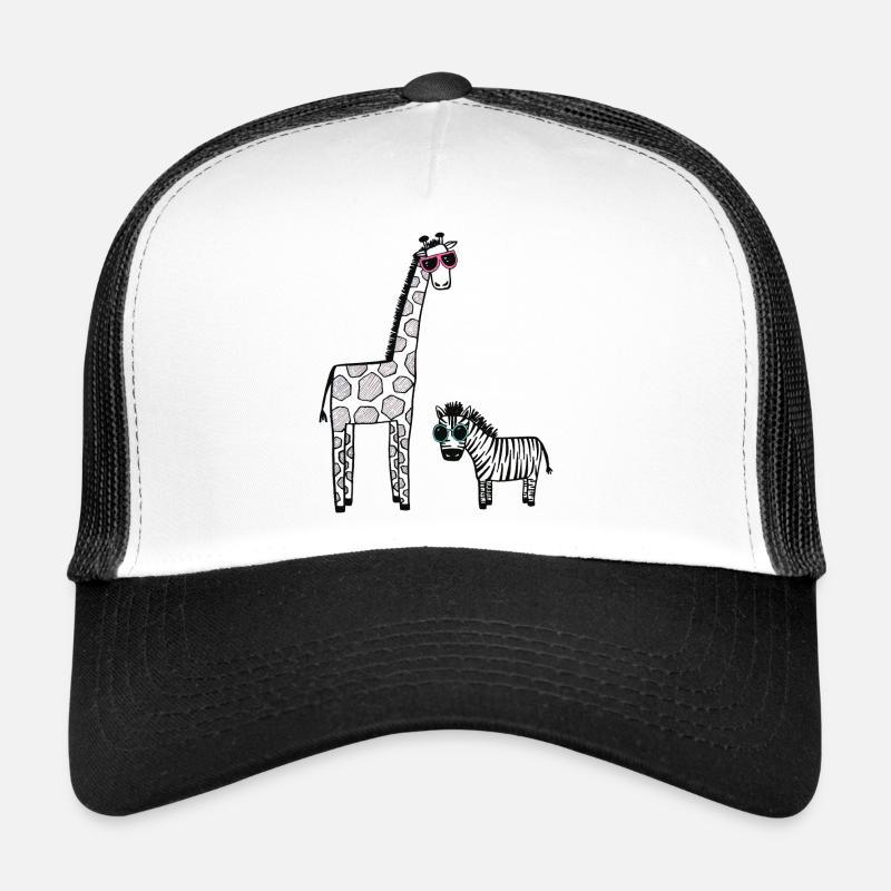 Giraffe and zebra with sunglasses Trucker Cap