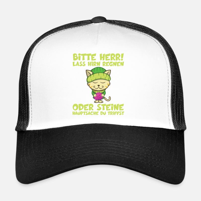 Herr Lass Hirn Regnen Oder Steine Lustige Sprüche - Trucker Cap - Weiß/Schwarz