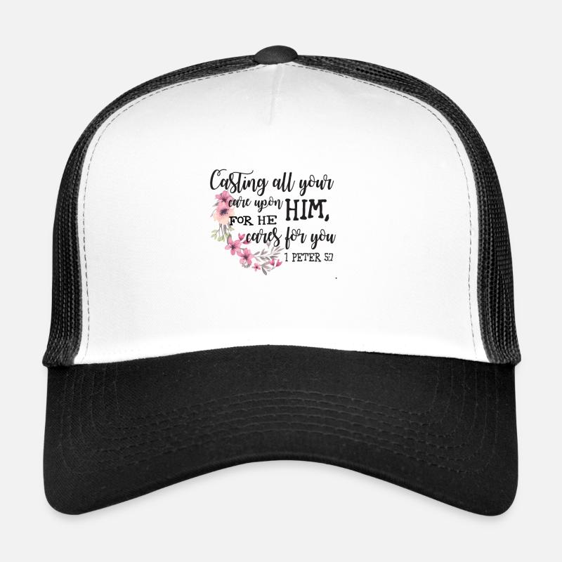 Floral Aquarell Bibel Vers 1. Peter 5 7 Gehäuse Trucker Cap