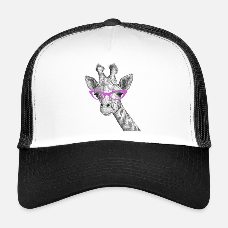Giraffe Afrika Brille Lustig - Trucker Cap - Weiß/Schwarz