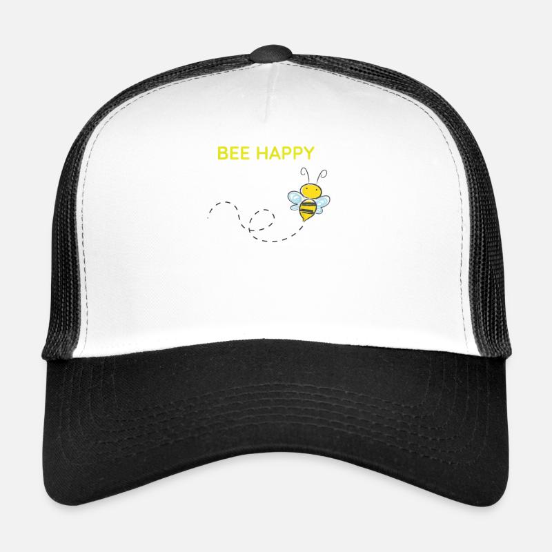 Bee Happy - Trucker Cap - Weiß/Schwarz