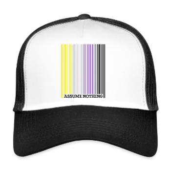Barcode Enby Genderqueer LGBT Gay Lesbian - Trucker Cap - Weiß/Schwarz - Vorne
