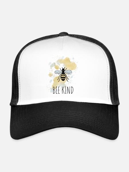 Biene Be Bee Kind - Trucker Cap - Weiß/Schwarz - Vorne