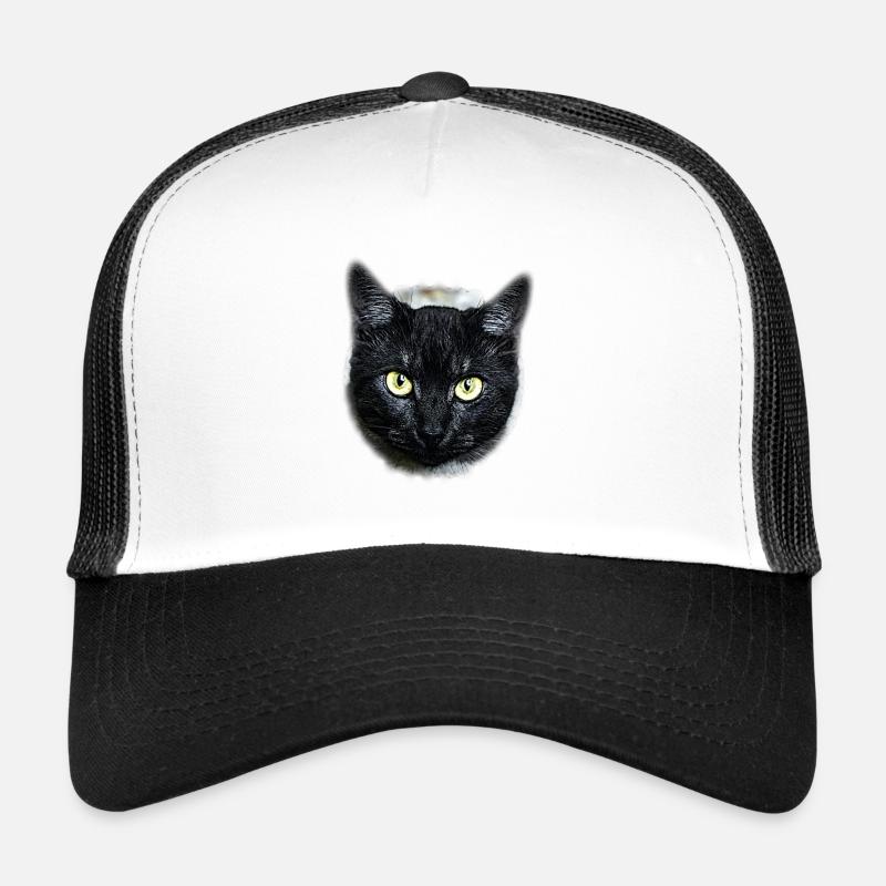 black cat chat noir - Casquette trucker  - blanc/noir
