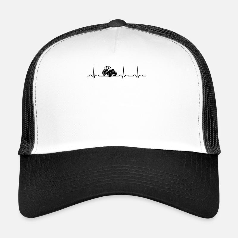 Traktor Herzschlag Landwirt Bauer Traktorfahren - Trucker Cap - Weiß/Schwarz