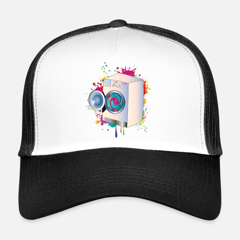 Washing machine in graffiti style with colored linen Trucker Cap