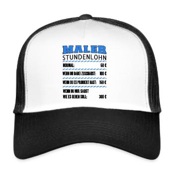 Maler und Lackierer - Maler Stundenlohn - Trucker Cap - Weiß/Schwarz - Vorne