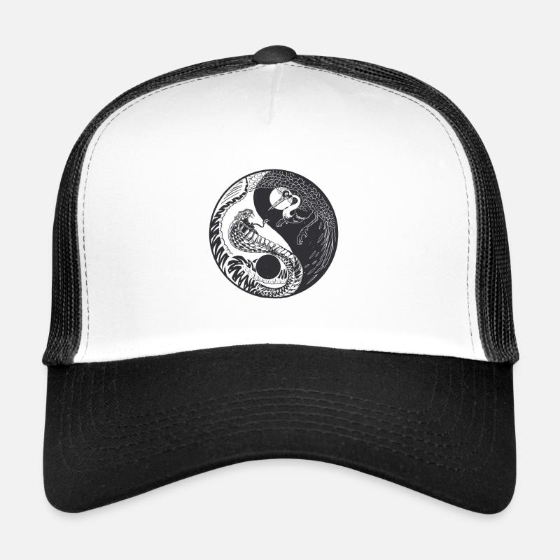 Ying Yang Crane Snake Chinesisches Symbol - Trucker Cap - Weiß/Schwarz