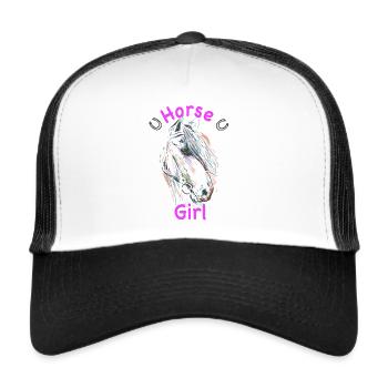 Horses Girls Horses Girl Pony Lover Gift - Trucker Cap - white/black - Front
