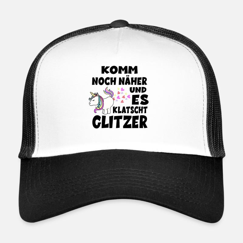 Komm Noch Näher Und Es Klatscht Glitzer - Einhorn Trucker Cap