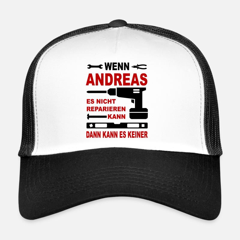 Name Geschenk Namenstag ANDREAS - Trucker Cap - Weiß/Schwarz