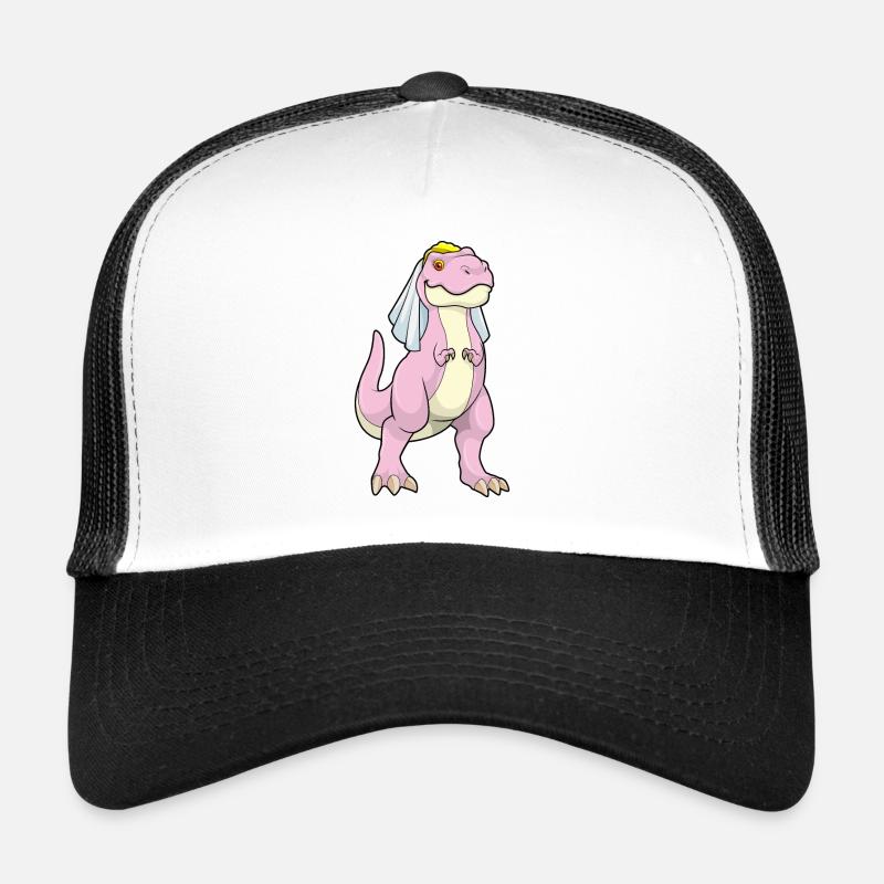 Dinosaurs as bride at wedding with veil Trucker Cap