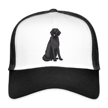 Flat Coated Retriever Hund - Trucker Cap - Weiß/Schwarz - Vorne