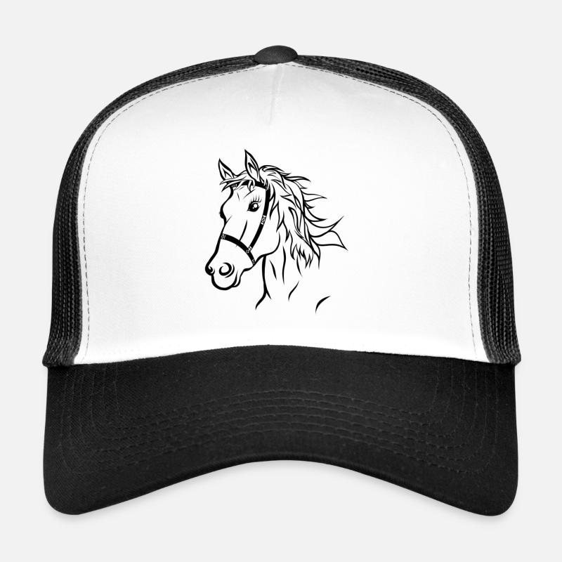 Pferdekopf Pferd Reiten Geschenk - Trucker Cap - Weiß/Schwarz