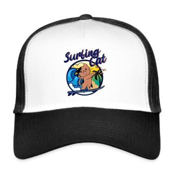 Surf chat chat cool aime surf drôle - Casquette trucker  - blanc/noir - Devant