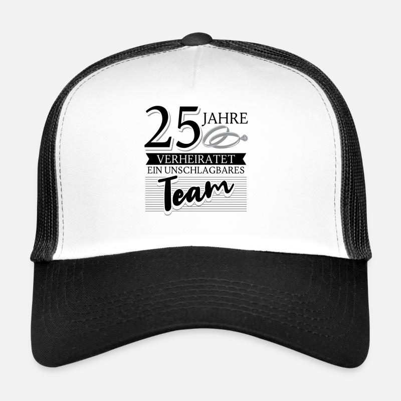 Silberhochzeit 25 Jahre Verheiratet Hochzeitstag - Trucker Cap - Weiß/Schwarz