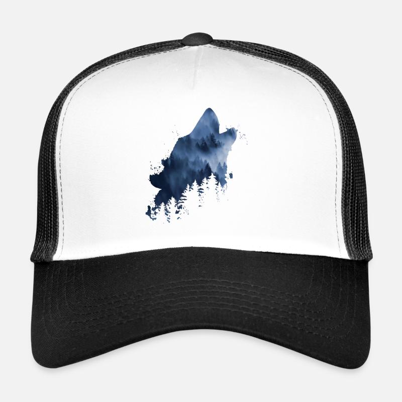 forêt nuageuse de loups hurlants Casquette trucker 