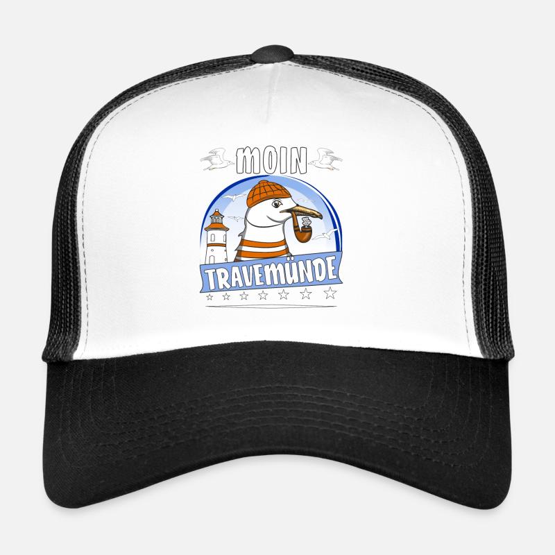 MÖWE MOIN TRAVEMÜNDE - Trucker Cap - Weiß/Schwarz