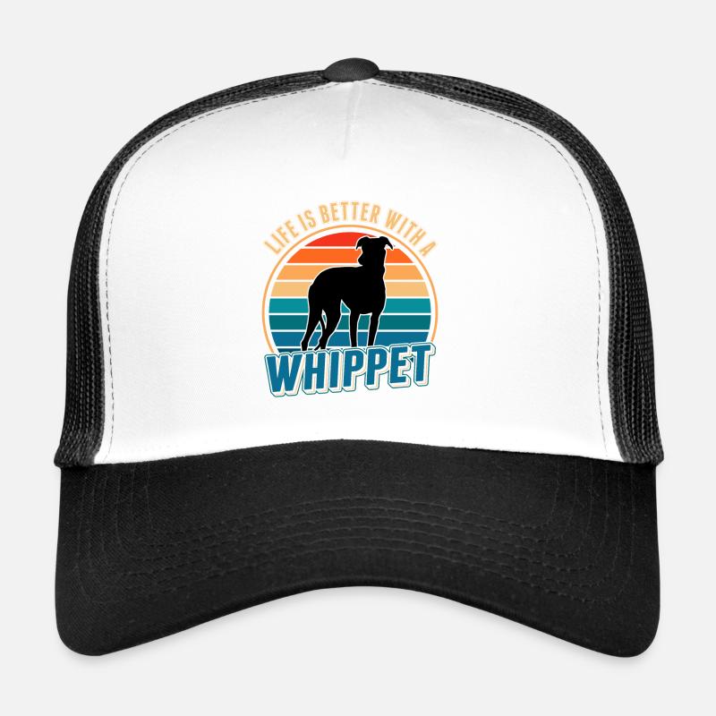 Life is better with a Whippet lévriers Sighthound - Casquette trucker - blanc/noir