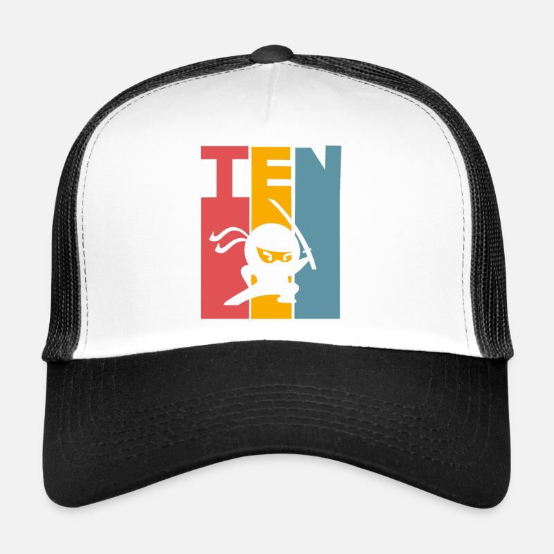 Ninja 10. Geburtstag Kinder - Trucker Cap - Weiß/Schwarz