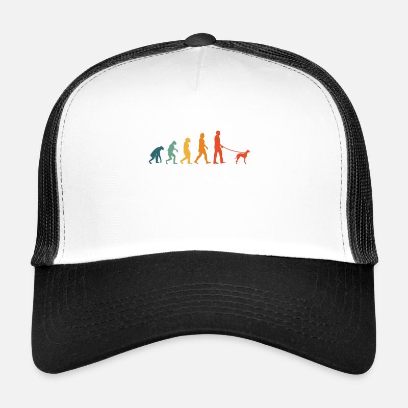 Whippet Evoluition Retro Windhund Sighthound - Trucker Cap - Weiß/Schwarz